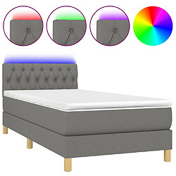 vidaXL Sommier à lattes de lit et matelas et LED Gris foncé 100x200 cm