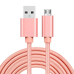 Wewoo Câble or rose pour Samsung Galaxy S6 / S6 Edge / S6 + / Note 5 Edge, HTC, Sony, Longueur: 3m 3A Woven Style Métal Tête Micro USB vers USB Données / Chargeur 