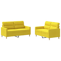 vidaXL Ensemble de canapés 2 pcs avec coussins Jaune clair Tissu