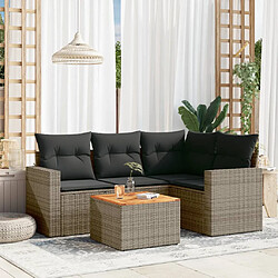 vidaXL Salon de jardin 5 pcs avec coussins gris résine tressée 