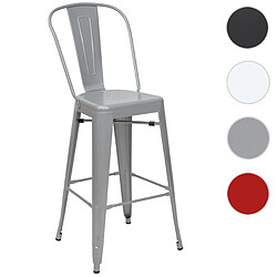 Mendler Tabouret de bar HWC-A73, chaise de comptoir avec dossier, métal, design industriel ~ gris 