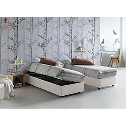 Autrement Talamo Italia Silvia lit queen size avec conteneur, Made in Italy, en tissu amovible, 120x190 cm, avec ouverture latérale, Blanc. 