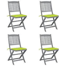 vidaXL Chaises pliables d'extérieur lot de 4 et coussins Bois d'acacia