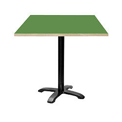 Restootab Table 70x70cm - modèle Bazila vert chants bois