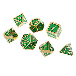 dés polyédriques en alliage d4-d20 pour mtg trpg dnd jouets - vert foncé doré