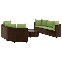 vidaXL Salon de jardin avec coussins 7 pcs marron résine tressée