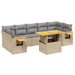 vidaXL Salon de jardin avec coussins 8 pcs beige résine tressée