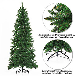 Homcom Sapin de Noël artificiel Ø 91 x 210H cm 865 branches épines imitation Nordmann grand réalisme vert pas cher