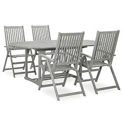 Maison Chic Mobilier à dîner de jardin 5 pcs,Table et chaises d'extérieur Bois d'acacia massif Gris -GKD947683