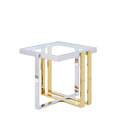 Table d'appoint Romimex Doré Argenté Acier inoxydable Verre trempé 55 x 55 x 55 cm 