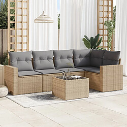 vidaXL Salon de jardin avec coussins 6 pcs beige résine tressée 