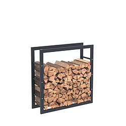 Bcelec HHWPF0020 Rangement à bois en acier noir 80*80*25CM, rack pour bois de chauffage, range-bûches