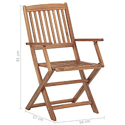 vidaXL Chaises pliables de jardin lot de 6 avec coussins Bois d'acacia pas cher