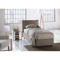 Autrement Talamo Italia Veronica lit simple avec conteneur, Made in Italy, en tissu amovible, 80x190 cm, avec ouverture frontale, Taupe, avec matelas inclus. 