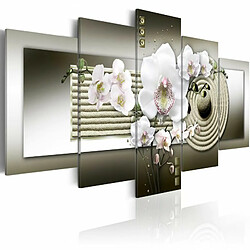 Paris Prix Tableau Imprimé Orchid & Zen Garden in Grey 100 x 200 cm 