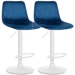 Non Lot de 2 tabourets de bar Divo velours blanc