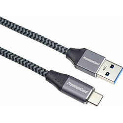 PremiumCord Connexion Câble USB-C sur USB A, Câble de Données SuperSpeed Jusqu'à 5 Gbit/s, Charge Rapide Jusqu'à 3A, USB 3.2 Génération 1, Tresse de Câble Textile, Couleur Noire, Longueur 0,5 m 