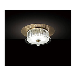 Luminaire Center Plafonnier Tosca rond 4 Ampoules laiton antique/verre/cristal Coloris : laiton antique, transparent/verre dépoli Coloris de l'abat jour : givré/transparent Diamètre en Cm : 35 Hauteur en Cm : 18 Poids en Kilos : 2,7 Nombre d'am