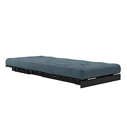 Inside 75 Fauteuil convertible futon ROOTS pin laqué noir matelas 90 x 200 cm coloris bleu pétrole pas cher