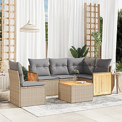 vidaXL Salon de jardin avec coussins 6 pcs beige résine tressée 