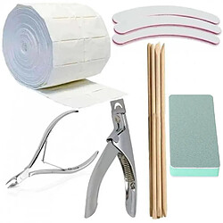 Kit outils 29 en 1 couteau pince guillotine limes buffer coton et pousse cuticule pour faux ongles