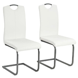 vidaXL Chaises à manger cantilever lot de 2 blanc similicuir 