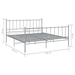 vidaXL Cadre de lit sans matelas gris métal 180x200 cm pas cher