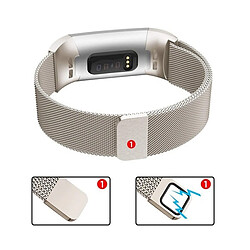 Shot Bracelet en Maille pour FITBIT Charge 3 Taille S 95-103mm Petit Poignet Metal Respirant (OR)