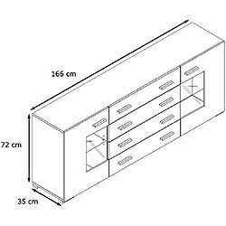 Acheter Mpc Buffet Design Blanc Mat Et Gris Laqué Avec LED Bleu (hxlxp): 72 X 166 X 35