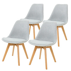 Ensemble de 4 chaises de salle à manger, chaise rétro scandinave tapissée ML-Design ML-Design Set de 4 chaises de salle à manger avec dossier, Gris, Chaise rétro scandinave rembourrée avec pieds en hêtre, assise en lin, Chaise de cuisine ergonomique pour table à manger, Chaises de salon Chaise