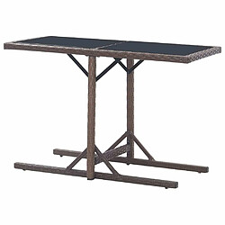 Acheter Maison Chic Table de jardin | Table d'extérieur Marron 110x53x72 cm Verre et résine tressée -GKD84165