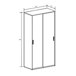 Pegane Armoire, meuble de rangement 2 portes coloris blanc - Longueur 100 x profondeur 50 x hauteur 200 cm