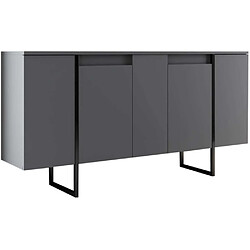 Hanah Home Buffet en aggloméré pieds en métal Luxe anthracite et noir. Buffet en aggloméré pieds en métal Luxe anthracite et noir