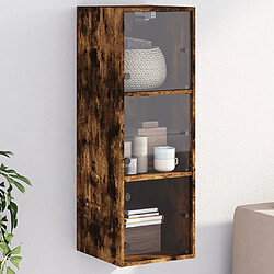 vidaXL Armoire murale avec portes en verre chêne fumé 35x37x100 cm