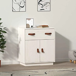 Maison Chic Buffet,Meuble de Rangement,commode pour salon,Cuisine Blanc 65,5x40x75 cm Bois massif de pin -MN37603