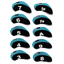 10 pcs Néoprène Golf Club Head Couvre Wedge Fer De Protection Noir + Bleu Clair pas cher