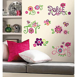 Mon Beau Tapis Stickers FLEURS PEACE AND LOVE Roommates Repositionnables (35 stickers)