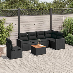 Maison Chic Ensemble Tables et chaises d'extérieur 7pcs avec coussins,Salon de jardin noir résine tressée -GKD446863