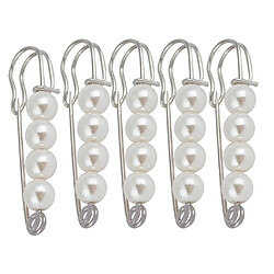 Kit 5pcs Élégant Epingle de sûreté Pin Broche avec Faux Perle Clip pour Robe Manteau Écharpe