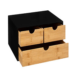 Avis Pegane Organiseur de rangement de bureau avec 3 tiroirs coloris naturel, noir - Longueur 32,5 x Profondeur 23,5 x Hauteur 15 cm