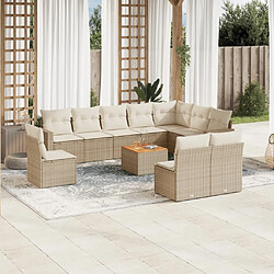 Maison Chic Salon de jardin 11 pcs avec coussins, Ensemble Tables et chaises d'extérieur beige résine tressée -GKD338168