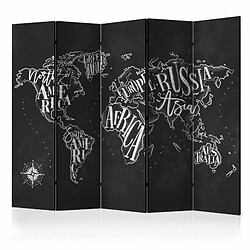 Paris Prix Paravent 5 Volets Retro Continents Black 172x225cm 