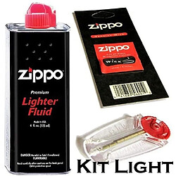 Kit entretien light pour Briquet Zippo avec Recharge Essence, Mèche et pierres a briquet