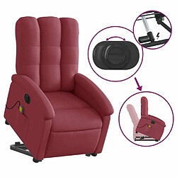 Maison Chic Fauteuil Relax pour salon, Fauteuil inclinable de massage électrique Rouge bordeaux Tissu -GKD75604 pas cher