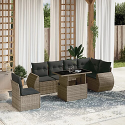 vidaXL Salon de jardin avec coussins 7 pcs gris résine tressée 