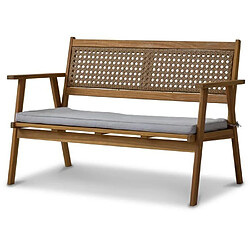 Bocarnea Banquette de jardin LIANZA - 2 places - Acacia et cannage en résine tressée - L121 x H71 x P78 cm Type de produit : SALON BAS DE JARDIN - ENSEMBLE CANAPE FAUTEUIL ET TABLE DE JARDIN - Banquette de jardin LIANZA - 2 places - Acacia et cannage en résine tressée - L121 x H71 x P78 cm