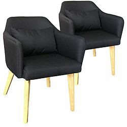 Paris Prix Lot de 2 Fauteuils Scandinave en Tissu Delante 67cm Noir