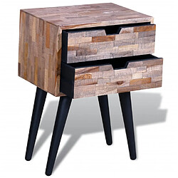 Maison Chic Table de chevet,Table de nuit,Table d'appoint pour salon avec 2 tiroirs Bois de teck recyclé -MN37161 pas cher