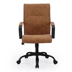 Pegane Fauteuil de bureau en simili-cuir coloris camel / noir - Largeur 66 x Profondeur 66 x hauteur 93 - 107 cm