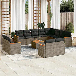 Maison Chic Salon de jardin avec coussins 13 pcs | Ensemble de Table et chaises | Mobilier d'Extérieur gris résine tressée -GKD16427